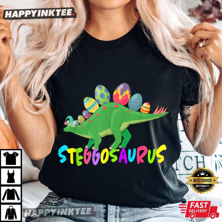 Stegosaurus Bunny Ears Egg Easter Day Dinosaur Dino Boys Gift For Son T-Shirt