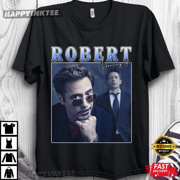 Robert Downey Jr Portrait Poster Marvel Iron Man T-Shirt Robert Downey Jr Portrait Poster Marvel Iron Man T-Shirt