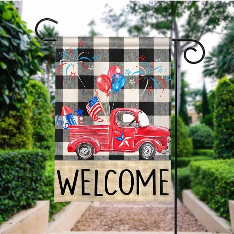 US American Patriotic Truck House Flag Welcome 4th Of July