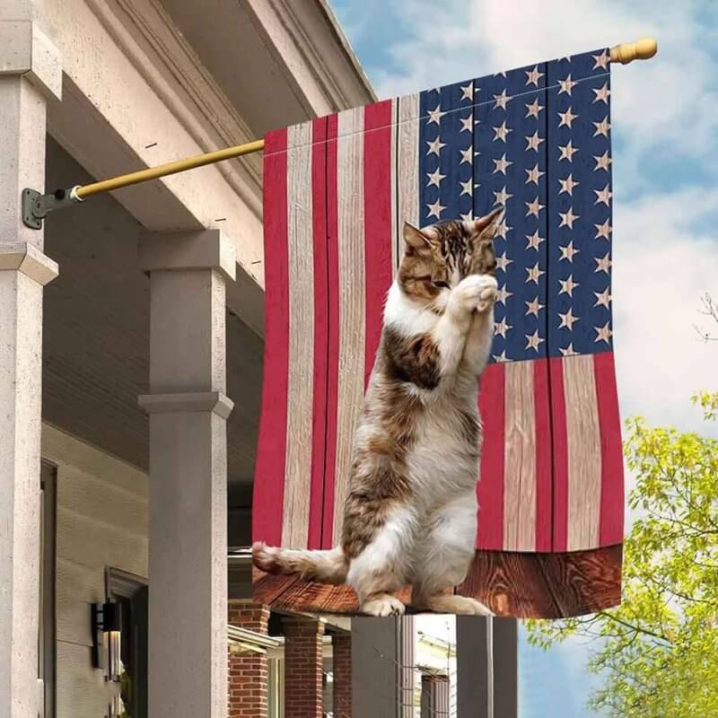 Cat Praying Double Sided House Flag