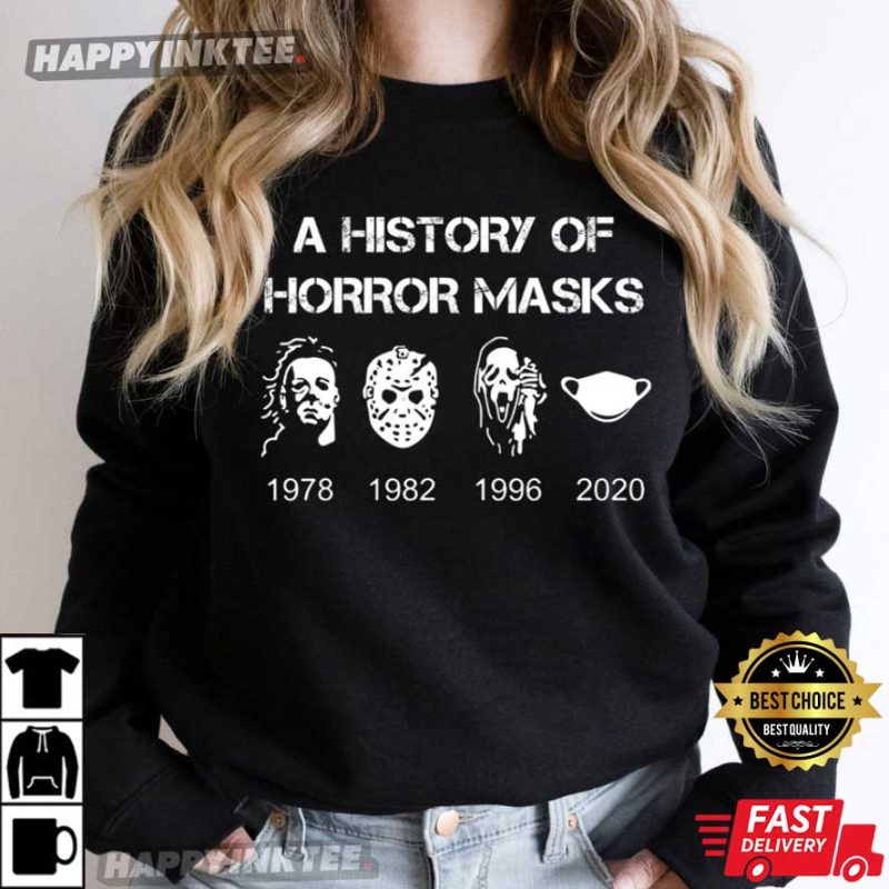 A History Of Horror Masks Halloween T Shirt 2