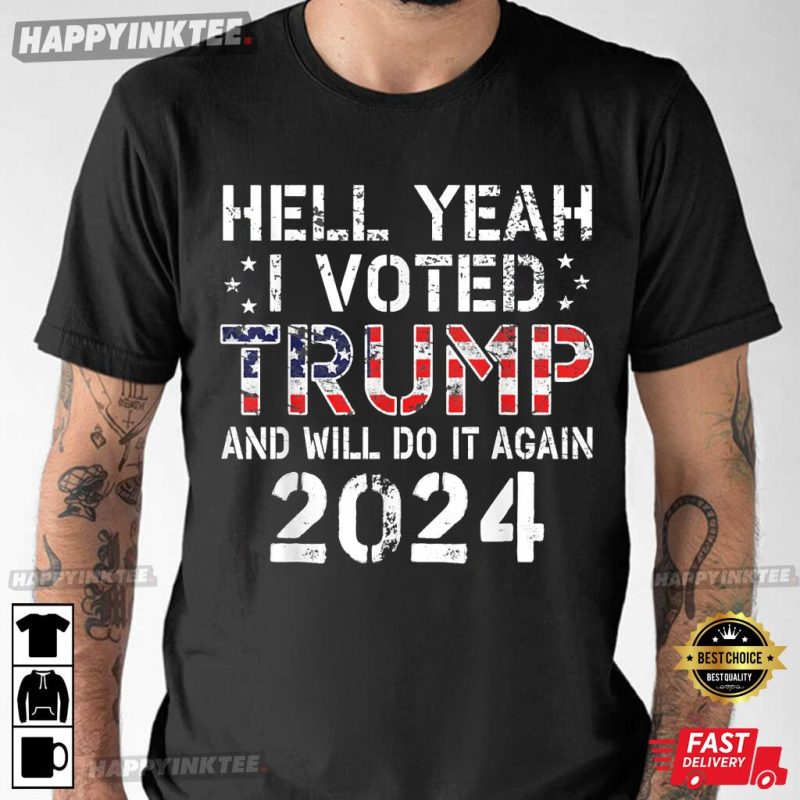 Trump 2024 I Voted Trump USA Flag T-Shirt