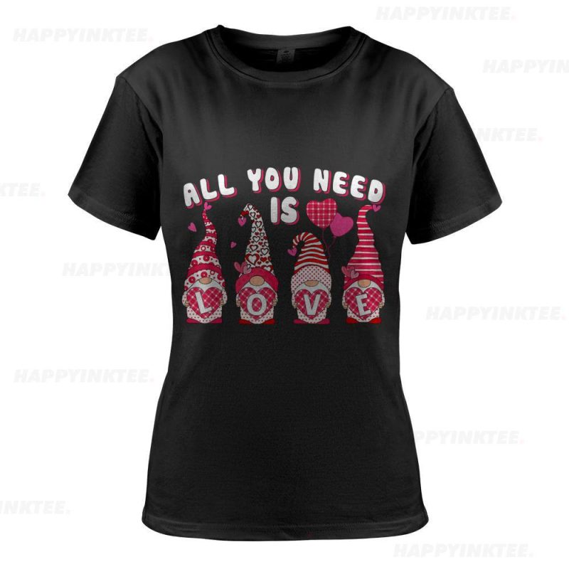 All You Need Is Love Gnome Valentines Day Cute Gnomes Heart T Shirt