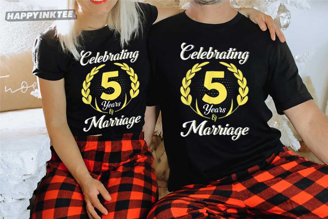 Celebrating 5 Years Of Marriage Gift For Couples Shirt