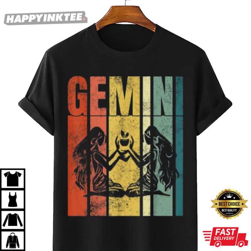 Vintage Gemini Man Astrology Lover Zodiac Birthday T Shirt 4