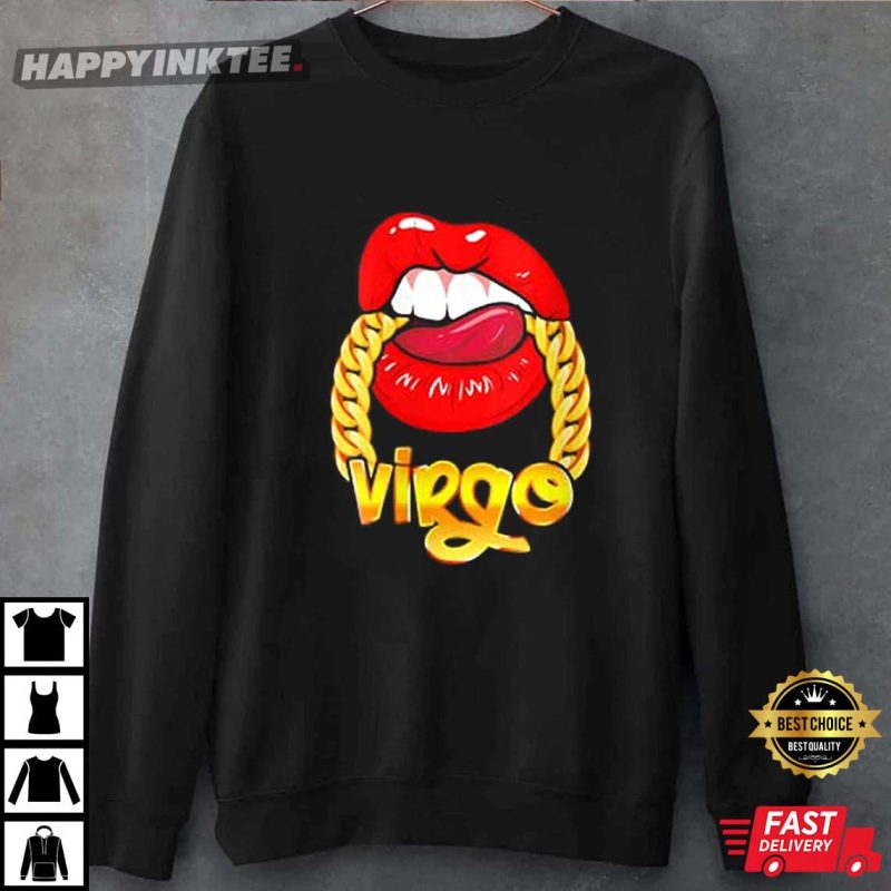 Sexy Lips Virgo Zodiac Sign Gold Chain T-Shirt - Bring Your Ideas, Thoughts And Imaginations ...
