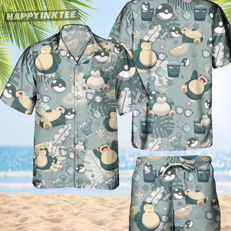 Pokemon Snorlax Hawaii Pattern Hawaiian Shirt (1)