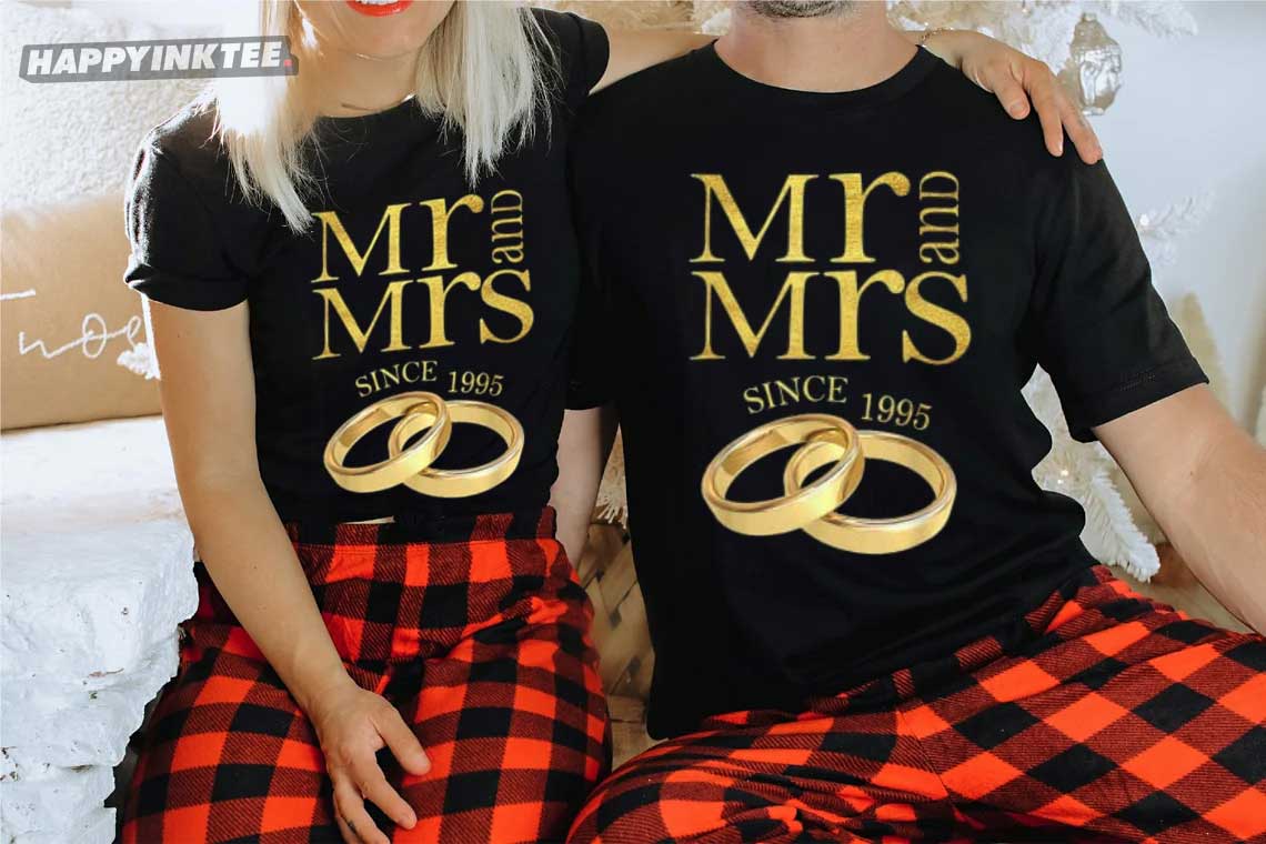 26th Wedding Anniversary Gift Mr & Mrs Since 1995 Couples Shirt