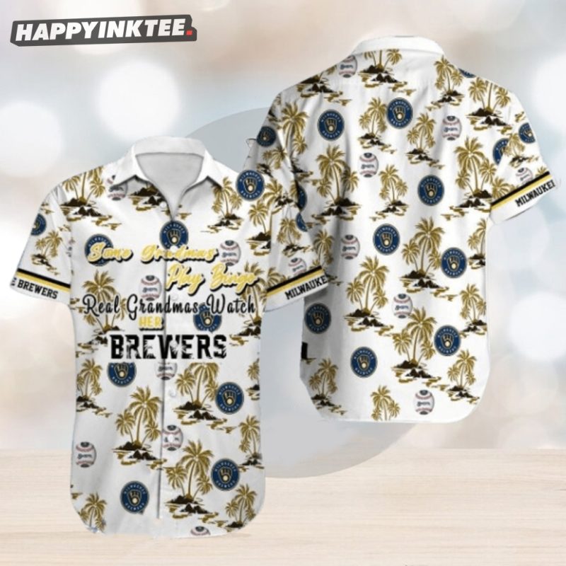 Milwaukee Brewers MLB Coconut Pattern White Hawaiian Shirt