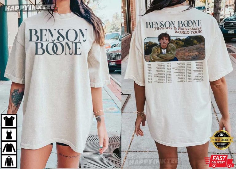 T-shirt Benson-Boone – Feux D’artifice Et Rollers – Coton, Coupe Street – Homme/femme – Tailles XS à 3XL – Plus Petit, Prendre Une Taille Au-dessus