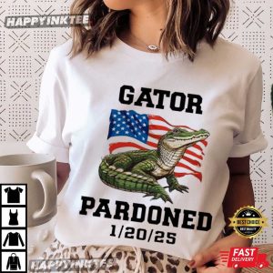 Crocodile Gator Pardoned American US Flag T Shirt (2)