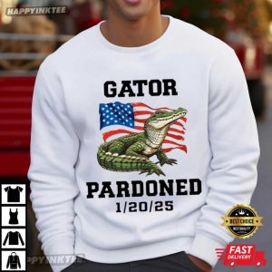 Crocodile Gator Pardoned American US Flag T Shirt (3)