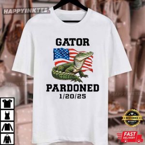 Crocodile Gator Pardoned American US Flag T Shirt (4)