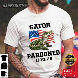 Crocodile Gator Pardoned American US Flag T-Shirt