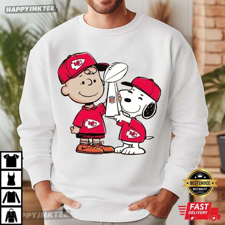Kansas City Chiefs Champions Trophy Snoopy And Charlie Brown T-Shirt Kansas City Chiefs Champions Trophy Snoopy And Charlie Brown T-Shirt
