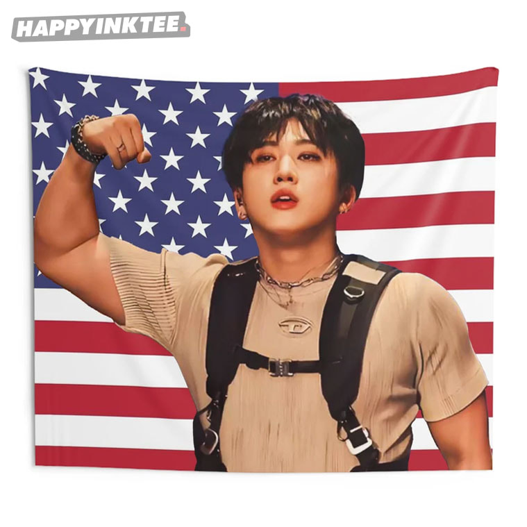Stray Kids Changbin American Flag Wall Tapestry Stray Kids Changbin American Flag Wall Tapestry
