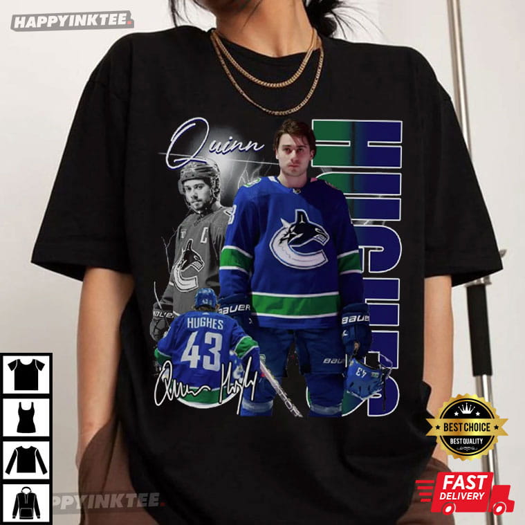 Quinn Hughes Ice Hockey Defence NHL Retro 90s T-Shirt Quinn Hughes Ice Hockey Defence NHL Retro 90s T-Shirt