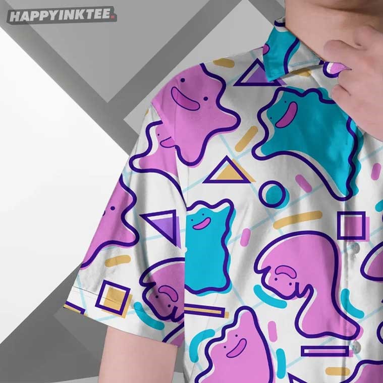 Ditto Pokemon Summer Hawaiian Shirt And Shorts Ditto Pokemon Summer Hawaiian Shirt And Shorts