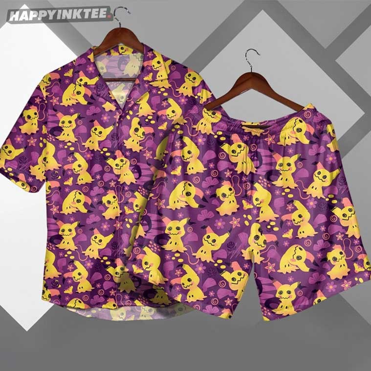 Mimikyu Pokemon Tropical Summer Hawaiian Shirt And Shorts Mimikyu Pokemon Tropical Summer Hawaiian Shirt And Shorts