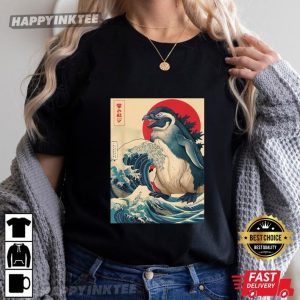 Pengzilla Japanese Art Funny Gift For Penguin Lovers T Shirt (1)