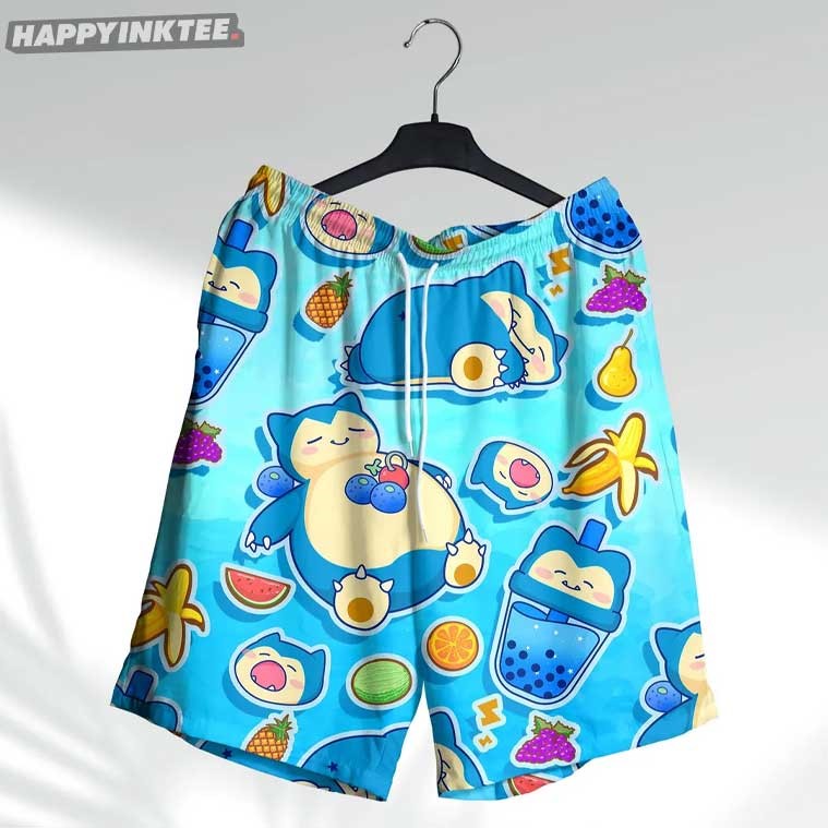 Snorlax Chill Milk Tea Anime Summer Hawaiian Shirt And Shorts Snorlax Chill Milk Tea Anime Summer Hawaiian Shirt And Shorts