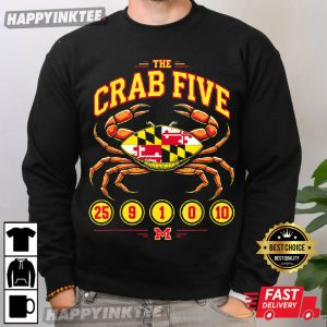 The Crab Five 25 9 1 0 10 Flag of Maryland Basketball T Shirt (1)