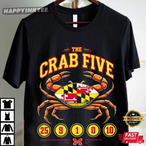 The Crab Five 25 9 1 0 10 Flag of Maryland Basketball T Shirt (2)