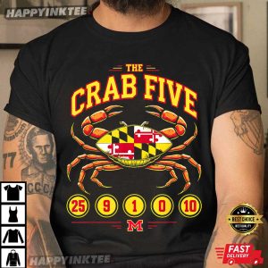 The Crab Five 25 9 1 0 10 Flag of Maryland Basketball T-Shirt