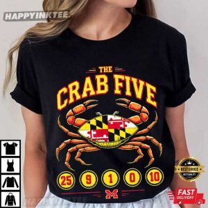 The Crab Five 25 9 1 0 10 Flag of Maryland Basketball T Shirt (4)