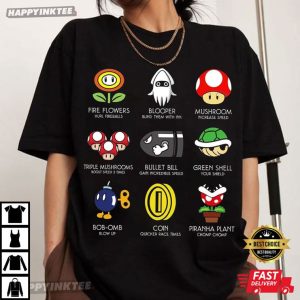 Mario Kart Power Ups Items Super Mario Gamer T Shirt (4)