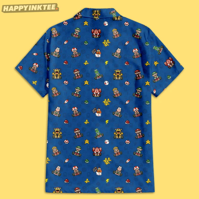 Super Mario Kart Pixel Art Game Nintento World Hawaiian Shirt Super Mario Kart Pixel Art Game Nintento World Hawaiian Shirt