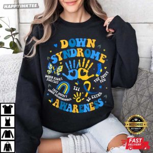 Down Syndrome Awareness Heart Hand Support T Shirt (1)