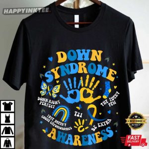 Down Syndrome Awareness Heart Hand Support T Shirt (2)
