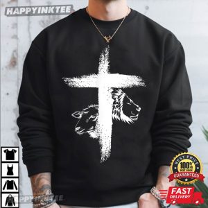 Lion and Lamb Christian Cross T Shirt (1)