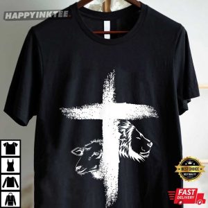 Lion and Lamb Christian Cross T Shirt (2)