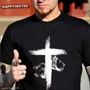 Lion and Lamb Christian Cross T Shirt (3)