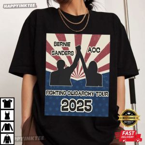 Bernie Sanders AOC Fighting Oligarchy Tour 2025 Political T Shirt (4)