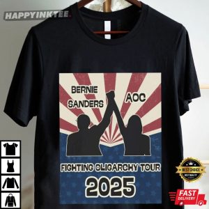 Bernie Sanders AOC Fighting Oligarchy Tour 2025 Political T Shirt (2)