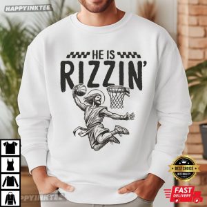 Christian Jesus He Is Rizzin Funny Easter Basketball T Shirt (1)