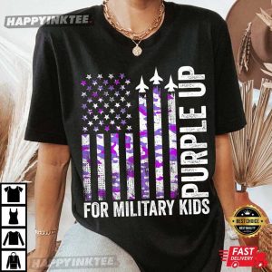 Purple Up for Military Kids USA Flag Military Child Month T-Shirt