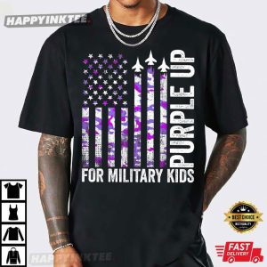 Purple Up for Military Kids USA Flag Military Child Month T Shirt (4)
