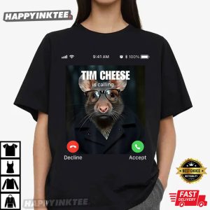 Tim Cheese Is Calling Funny Brainrot Rat Meme T Shirt (1)
