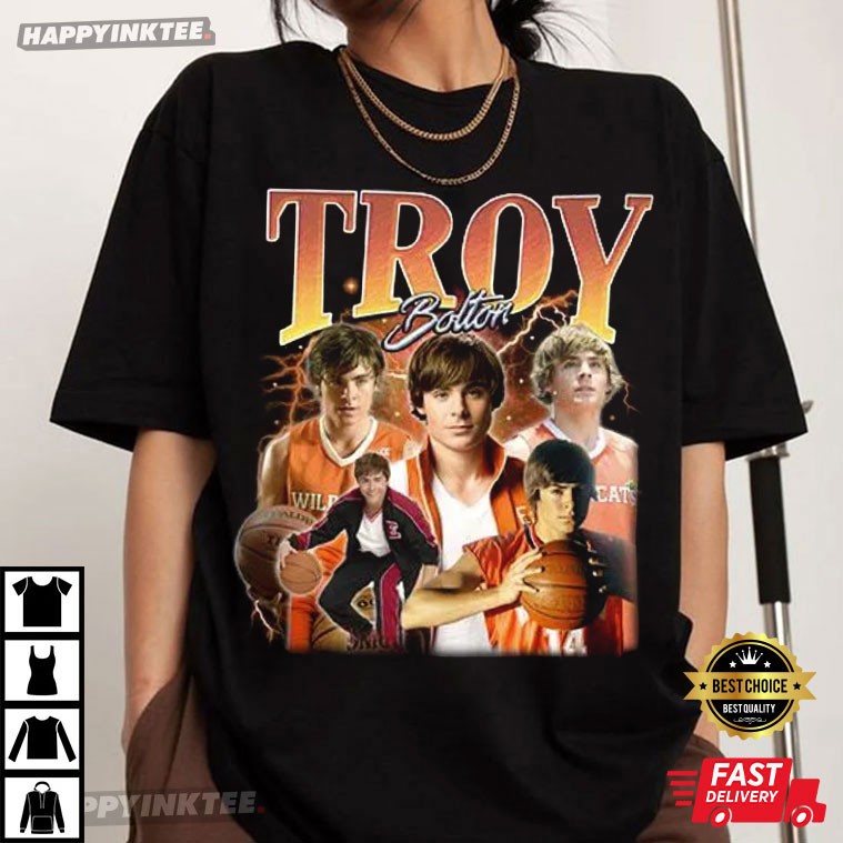 Troy Bolton Basketball Bootleg Graphic High School Musical T-Shirt Troy Bolton Basketball Bootleg Graphic High School Musical T-Shirt