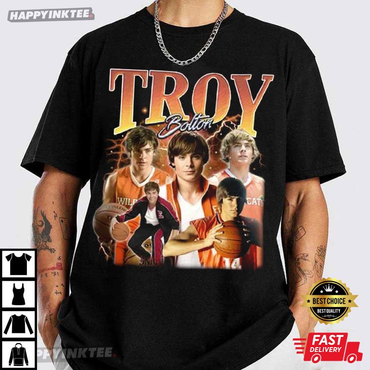 Troy Bolton Basketball Bootleg Graphic High School Musical T-Shirt Troy Bolton Basketball Bootleg Graphic High School Musical T-Shirt