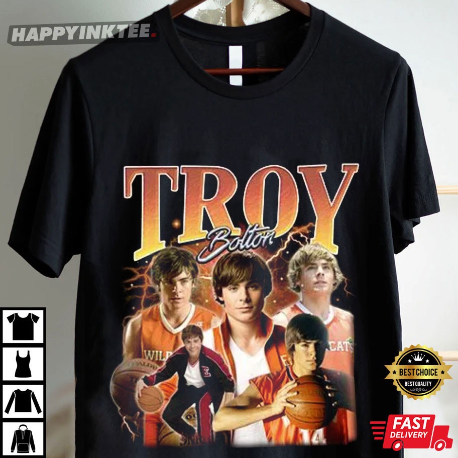 Troy Bolton Basketball Bootleg Graphic High School Musical T-Shirt Troy Bolton Basketball Bootleg Graphic High School Musical T-Shirt