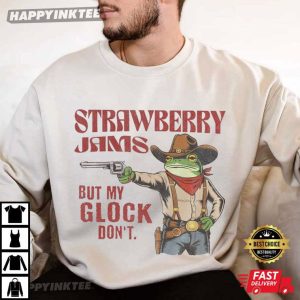 Strawberry Jams But My Glock Don't Funny Frog Meme T Shirt (4)