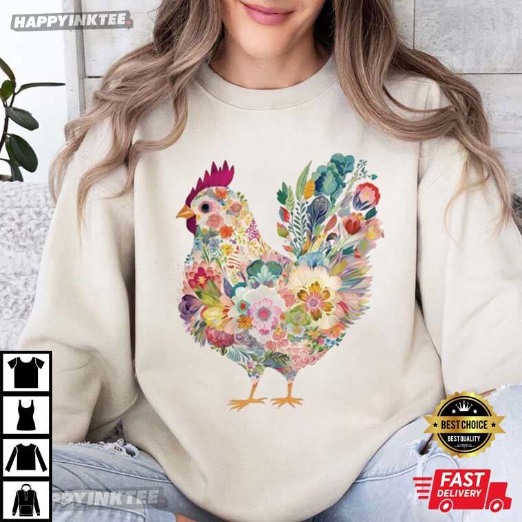 Wildflower Chicken Cottagecore Farmer Gift For Mom T-Shirt