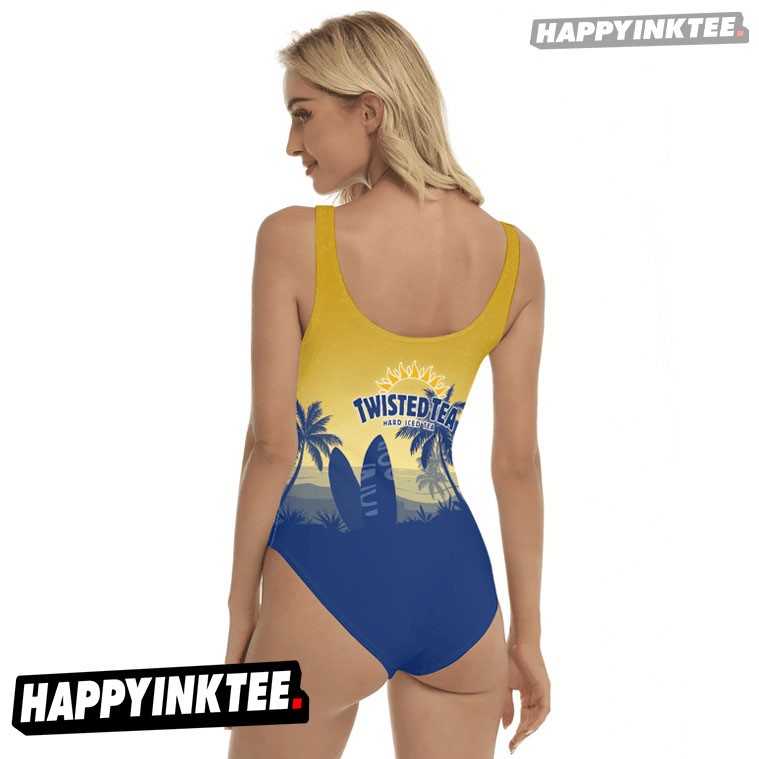 Twisted Tea Palm Tree Surfboard One-piece Swimsuit Twisted Tea Palm Tree Surfboard One-piece Swimsuit