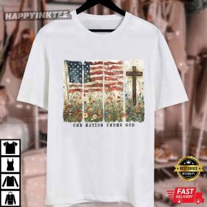 Retro One Nation Under God Christian USA 4th Of July T Shirt (3)