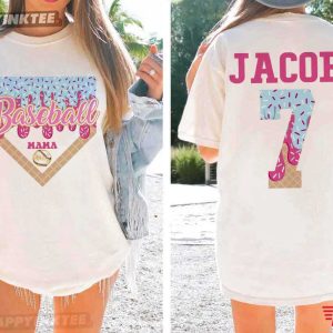 Baseball Mama Ice Cream Drip Mother's Day Gift Personalized T Shirt (2)